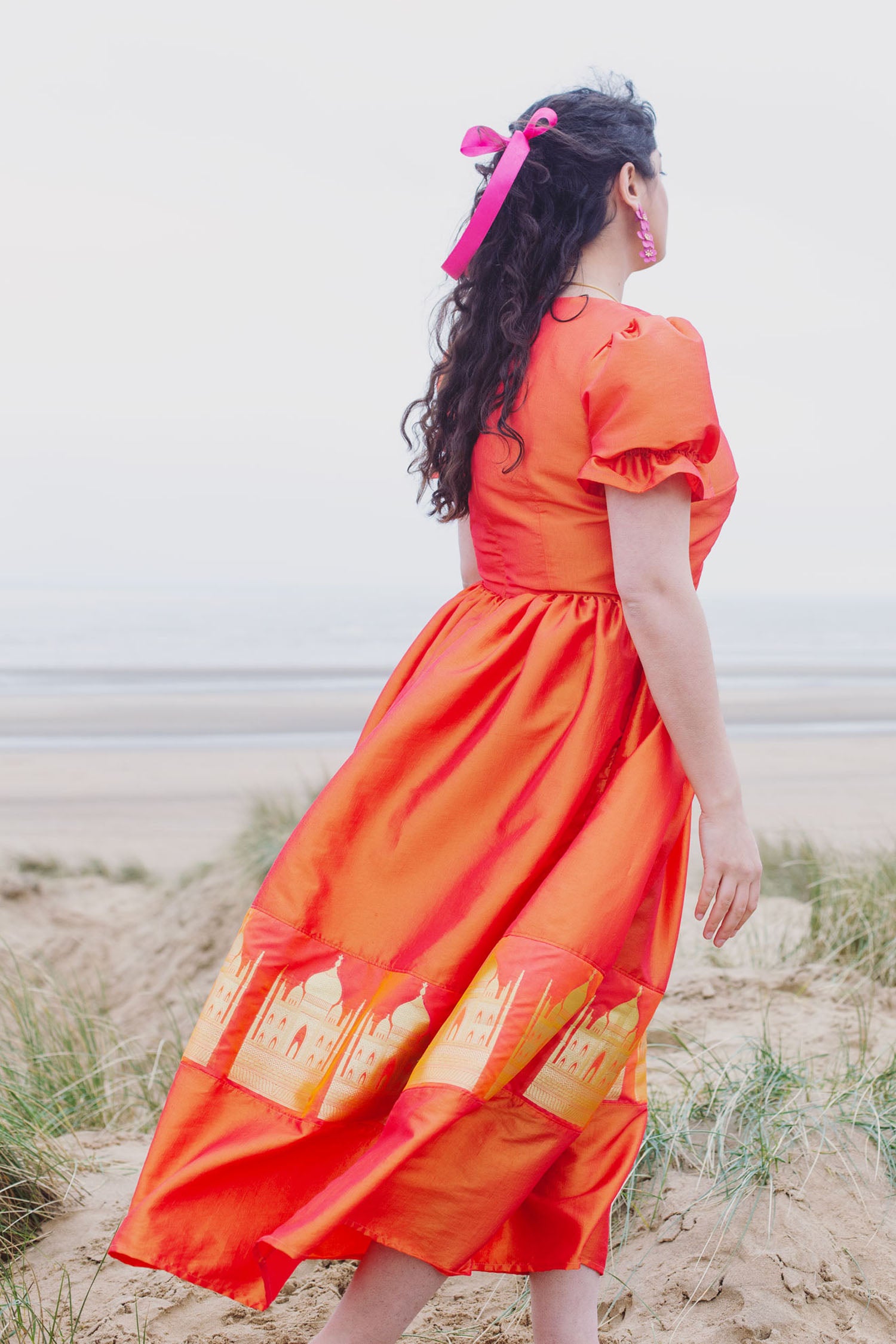 Parvardai dress - orange taffeta